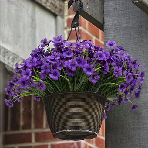 XIYUAN Artificial Flowers 10 Bundles Fake Flowers Plant UV Resistant No Fade Faux Flower Hanging Plant Plastic Greenery Shrubs Garden Porch Window Box Decorating(Purple) in Saudi Arabia