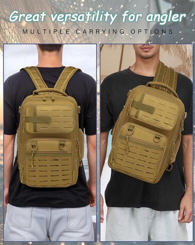 Fishing Backpack with Rod Holder, Lightweight Fish Backpack for Men and Women, 25L Water-resistant Fishing Tackle Bag Store Fish Gear，Black Camo in Saudi Arabia
