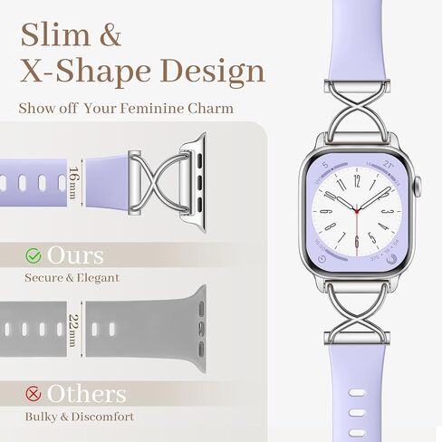 Getino Slim Silicone Band Compatible with Apple Watch Bands for Women 40mm 41mm 38mm 42mm 44mm 45mm 46mm 49mm, Stylish Narrow Skinny Thin Sport Strap for iWatch Series 11 10 9 8 7 6 5 4 3 2 1 SE Ultra in Saudi Arabia