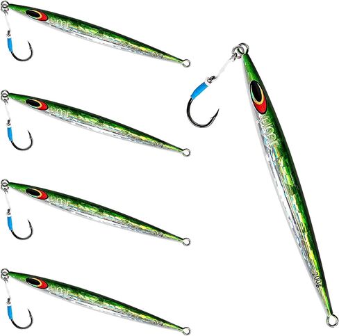Uncle Mo's Tackle - Sand EEL 200g Offshore Jigs - Tuna, Mahi-Mahi, Grouper. Packs: 1, 5, 10. Green, Pink. Pro-Grade. in Saudi Arabia