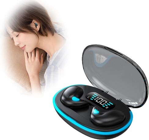 Bone Conduction Sleep Bluetooth Headset, In-Ear 5.3 Wireless Noise Cancelling Sports Earphones, Fitness Headphones with LED Digital Display Charging Case, Wireless Earbuds for Sport, Work (black, 1) in Saudi Arabia