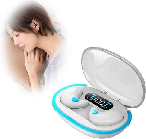 Bone Conduction Sleep Bluetooth Headset, In-Ear 5.3 Wireless Noise Cancelling Sports Earphones, Fitness Headphones with LED Digital Display Charging Case, Wireless Earbuds for Sport, Work (black, 1) in Saudi Arabia