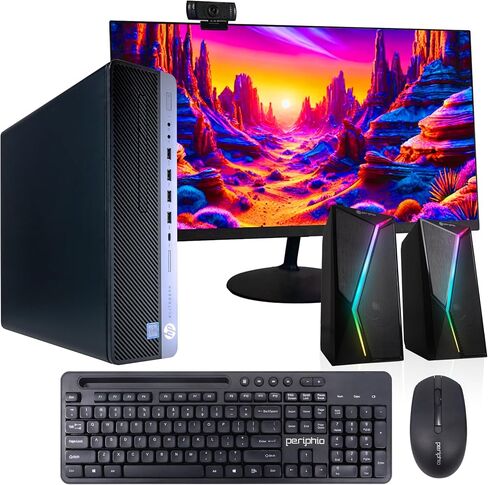 HP EliteDesk 800G4 PC | Windows 11 Pro | Intel i5-8500 | 32GB RAM 1TB SSD | New Dual 24" LCDs | RGB Speakers + Webcam | Home or Office Computer | WiFi 6 AX200 + BT (Renewed) in Saudi Arabia