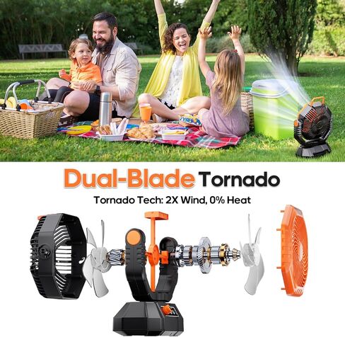 مروحة محمولة قابلة لإعادة الشحن ، 20000 مللي أمبير في الساعة مروحة تعمل بالبطارية ، ضوء LED ، وحدة تحكم عن بُعد ، نصل مزدوج ، 90 درجة/270 درجة ، توقيت 1-3H ، مروحة تديرها البطارية لسفر تخييم غرفة نوم in Kuwait