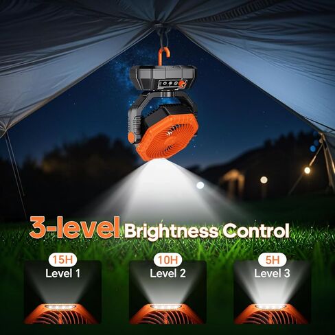 مروحة محمولة قابلة لإعادة الشحن ، 20000 مللي أمبير في الساعة مروحة تعمل بالبطارية ، ضوء LED ، وحدة تحكم عن بُعد ، نصل مزدوج ، 90 درجة/270 درجة ، توقيت 1-3H ، مروحة تديرها البطارية لسفر تخييم غرفة نوم in Kuwait