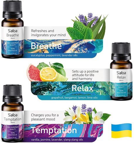 Top 6 Essential Oils Blends Set for Diffusers - Aromatherapy Oils Scents for Home & Office, Perfect for Tension Relief, Relaxation, Breath and Good Dreams Mood Boost Wellness Essential Oil Kit for SPA in Saudi Arabia