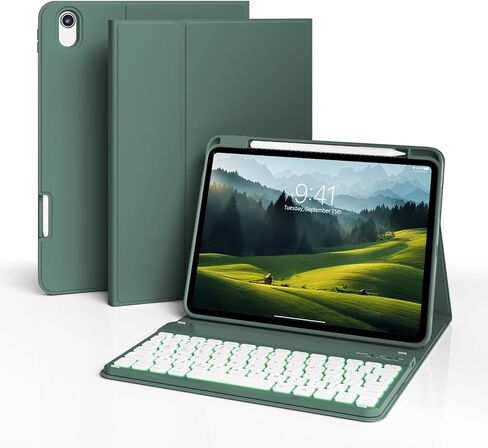 for iPad (A16) 11th Generation 2025 11-inch/10th Generation 2022 10.9 inch with Keyboard, 7 Colors Backlit Square Keycaps, Detachable Wireless Bluetooth Keyboard Case with Pencil Holder, Pink in Kuwait