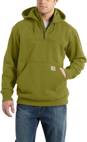 سترة Carhartt الرجالية الكبيرة والطويلة من المطر Defender فضفاضة ثقيلة الوزن وربع سحاب، زيتوني مغبر in Saudi Arabia