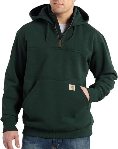 سترة Carhartt الرجالية الكبيرة والطويلة من المطر Defender فضفاضة ثقيلة الوزن وربع سحاب، زيتوني مغبر in Saudi Arabia
