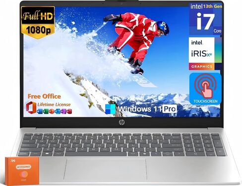 HP 15.6" FHD Touchscreen Business Laptop, with Lifetime Office Pro, Intel 10-Core i7-1355U, 32 GB RAM, 1 TB SSD, Intel Iris Xe GPU, Wi-Fi 6, HD Camera, HDMI, Copilot, Windows 11 Pro, w/Accessories in Saudi Arabia