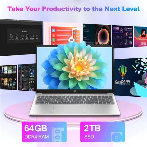 HP 15.6" FHD Touchscreen Business Laptop, with Lifetime Office Pro, Intel 10-Core i7-1355U, 32 GB RAM, 1 TB SSD, Intel Iris Xe GPU, Wi-Fi 6, HD Camera, HDMI, Copilot, Windows 11 Pro, w/Accessories in Saudi Arabia