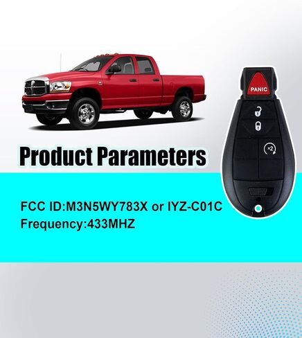 مفتاح السيارة عن بُعد الإدخال غير المفتاح ببديل للتحكم عن بُعد للبرمجة لعام 2013 - 2018 Dodge RAM 1500 2500 3500 (4 BTN SMART KEY/GQ4-54T) in Kuwait