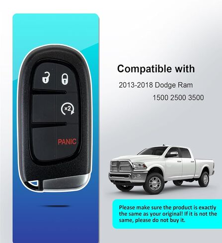 مفتاح السيارة عن بُعد الإدخال غير المفتاح ببديل للتحكم عن بُعد للبرمجة لعام 2013 - 2018 Dodge RAM 1500 2500 3500 (4 BTN SMART KEY/GQ4-54T) in Kuwait