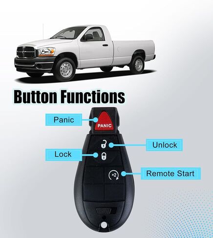 مفتاح السيارة عن بُعد الإدخال غير المفتاح ببديل للتحكم عن بُعد للبرمجة لعام 2013 - 2018 Dodge RAM 1500 2500 3500 (4 BTN SMART KEY/GQ4-54T) in Kuwait