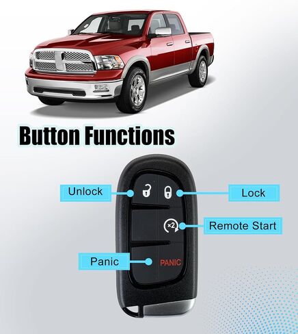 مفتاح السيارة عن بُعد الإدخال غير المفتاح ببديل للتحكم عن بُعد للبرمجة لعام 2013 - 2018 Dodge RAM 1500 2500 3500 (4 BTN SMART KEY/GQ4-54T) in Kuwait