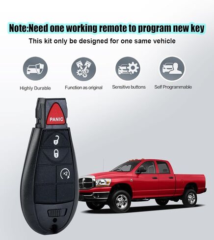 مفتاح السيارة عن بُعد الإدخال غير المفتاح ببديل للتحكم عن بُعد للبرمجة لعام 2013 - 2018 Dodge RAM 1500 2500 3500 (4 BTN SMART KEY/GQ4-54T) in Kuwait