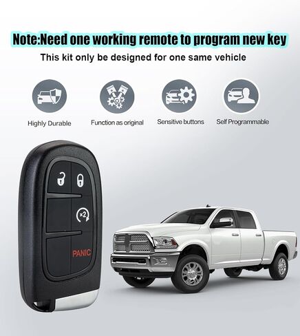 مفتاح السيارة عن بُعد الإدخال غير المفتاح ببديل للتحكم عن بُعد للبرمجة لعام 2013 - 2018 Dodge RAM 1500 2500 3500 (4 BTN SMART KEY/GQ4-54T) in Kuwait