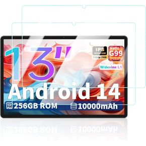 واقي الشاشة لـ Teclast T65max 13 بوصة Android Tablet Android 14 Tablet ، مضاد للخلع 9H صلبة اللمس حساس 2.5D الحواف الدائرية خالية من التثبيت سهلة التثبيت ، 2 عبوة.