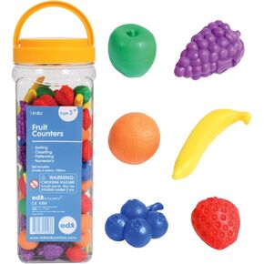 edxeducation-13120 Fruit Counters - Set of 108 - Early Math Manipulative for Kids - Teach Beginner Addition and Subtraction - Build Counting, Sorting and Language Skills