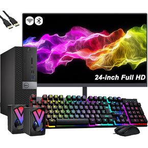 Dell OptiPlex 5050 SFF Desktop Computer PC Bundle Set with New 24" FHD Monitor Core i5-7600U 16GB RAM 256GB SSD, DVD, RGB Keyboard & Mouse, Speakers, Wi-Fi, Windows 10 Pro (Renewed)