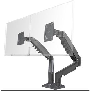 F160 Gas Spring 360 Degree Desktop 17" - 27" Dual Monitor Stand Arm Monitor Mount Bracket Each Holds 2-9kg(Black)