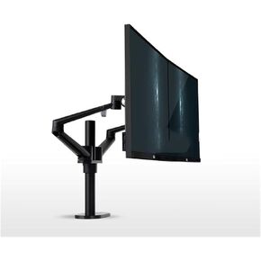 OL-2 10-32" Aluminum Double Arm Dual Monitor Desktop Stand Screen Table Holder Computer Mount 360 Rotate Clamp Grommet Base(Black)