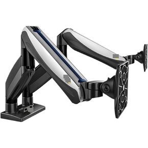 F185A 2-8kg Aluminum 22-27 Inch Dual LCD Monitor Stand Mount Gas Spring Arm Full Motion Computer Holder Support with 2 USB3.0
