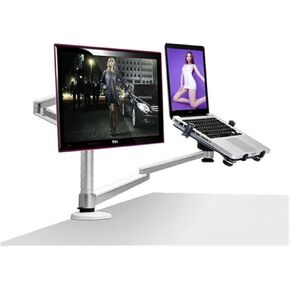 OA-7X Multimedia Desktop Dual Arm 27 Inch LCD Monior Holder+ Laptop Holder Stand Table Full Motion Dual Monitor Mount Arm Stand