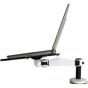 TK501-LP60 Full Motion Rotate Clamp Base Steel Single Laptop Tray Bracket Computer Desk Stand Double Arm Support Full Motion(All Black)