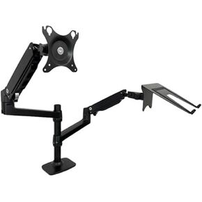 DL-9012LP Clamp Stand Mechanical Spring Table Arm 17-38" LCD Monitor Bracket+17" Notebook Laptop Desktop Holder 3-11kg(450mm Pole Black)