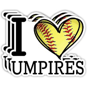 (3pcs) I Love Umpires Sticker Funny Sarcastic Quotes Inspirational Softball Sport Lovers Vinyl Decal Gift Stickers for Catcher's Mask Helmet Tumbler Laptop Tablet Books Phone - Size 3x2.4