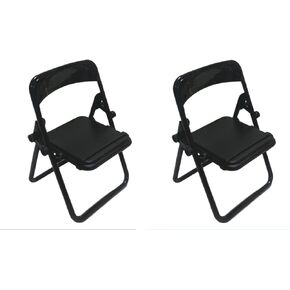 Jowxsx 2 Pcs Black Folding Chair Phone Stand,Folding Chair Phone Holder,Mini Folding Chair Cell Phone Stand Holder,Foldable Chair Shape Universal Mobile Multi-Angle Cradle for Desk, Cell Phone Stands