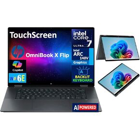 HP OmniBook X Flip 2-in-1 AI Powered 2-in-1 Laptop 16.0" Touchscreen IPS WUXGA Display (Intel Ultra 7-256V, 16GB LPDDR5X, 4TB PCIe SSD, Backlit KB, Thunderbolt 4, WiFi 6E, Webcam, Win 11 Pro)