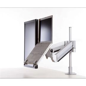 M201 Desktop 15-30 Inch Monitor Holder + 10-15.6inch Laptop Support Dual Arm Aluminum Full Motion with 40cm Stand Pole(Loading 8-16kgs)