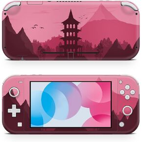 ZOOMHITSKINS Switch Lite Accessories, Compatible for Switch Lite Skin, Nature Burgundy Pink Painting Landscape Sky Mountain, 3M Vinyl, Durable & Fit, Easy to Install, Made in The USA