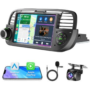 Car Stereo for Fiat 500 2007-2015 with Wireless Carplay & Android Auto, 7" Touch Screen Fiat Stereo with Voice Control/Bluetooth 5.2/GPS/WiFi/DSP/FM/Backup Camera/SWC