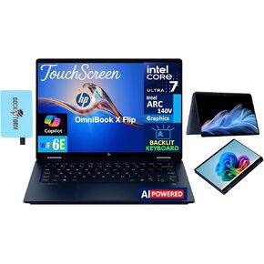 HP Omnibook X Flip 2-in-1 AI PC 2-in-1 LAPTOP 14.0 "Displing Wuxga Display (Intel Ultra 7-256V ، 16GB LPDDR5X ، 1TB PCIE SSD ، Lacklit KB ، Thunderbolt 4 ، Win 11 Pro) W/DKZ USB Expander