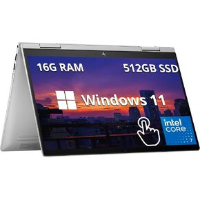 HP Envy x360 2-in-1 14" FHD Touchscreen Laptop, Intel 7 150U, 16GB RAM, 512GB PCIe SSD, Backlit Keyboard, Fingerprint Reader, Webcam, Wi-Fi 6E, Windows 11 Home, Silver (Renewed)