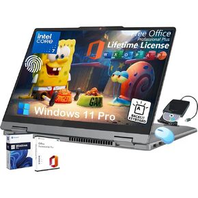 Lenovo Ideapad Flex 5i 2-in-1 Touchscreen Laptop - w/Office Lifetime, Intel 7 150U (up to 5.4GHz), 14" 16:10 WUXGA, Fingerprint, Backlit KB, Win 11 Pro & External DVD Drive (16GB RAM | 1TB SSD)