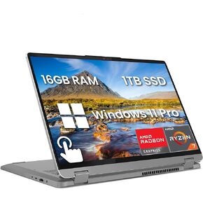 Lenovo Ideapad Flex 5 2-in-1 Laptop ، 16 "Wuxga Touchcreen ، Amd Ryzen 7 7730U Processor ، 16GB RAM ، 1TB SSD ، AMD Radeon Graphics ، Photeprint Reader ، Wi-Fi 6 ، Windows 11 Pro ، Gray (Reneded)