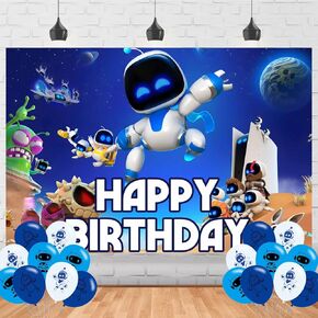 Astro Cartoon Bot Birthday Photography Backdrop 5x3ft Photo Background Astro Cartoon Bot Happy Birthday Banner for Cartoon Party Supplies Decorations(5x3ft)