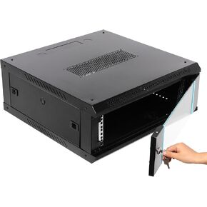 4U Wall Mount Cabinet Rack Enclosure,Wall Mount Server Cabinet, Network Rack Enclosure with Glass Locking Door, Server Organizer (23.62 * 17.72 * 9.45 in)