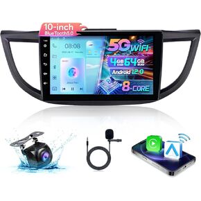 8Core 4G+64G Car Stereo Radio for Honda CRV 2012-2016,5G WiFi 48-EQ DSP 10" IPS Touch Screen GPS Player Radio Carplay Android Auto Player Radio,Bluetooth FM/RDS Mirror Link SWC Backup Camera
