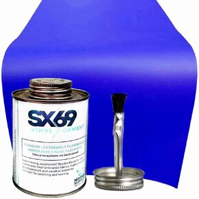 SX 69 Vinyl Repair Kit | Inflatable Bounce House Repair Kit | Includes 16 Ounce Adhesive and Vinyl Roll | for Flexible, Waterproof Repairs of Tears, Punctures, and Holes