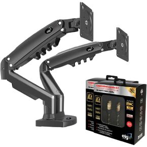 Dual Monitor Mount + 2X 8K HDMI 2.1 Cables – Ergonomic Desk Setup for Ultra HD, Gaming & Productivity