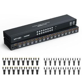 MT-Viki 8 Port KVM VGA Switch ، Rack Mount KVM Switch 8x1 ، تضمنت 8 VGA KVM Cable+ Wire-Desktop Controller+ Rack Ears