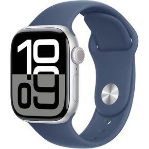 Apple Watch Series 10 [GPS + Cellular, 46mm] - Silver Aluminum Case with Denim Sport Band, M/L (Renewed)