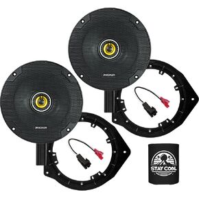 KICKER Speakers 6.5 inch for Chevrolet Silverado 2500HD 2007-2014 Upgrade Kit - Pair of CS Series with Adapters and Harness, Car Audio Front Door Speaker for Chevy 3500HD/Chassis Cab CSC65, 46CSC654