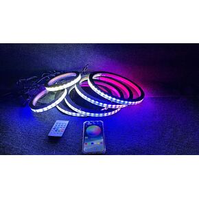 6PCS 12" Remote and Bluetooth Dream Color Chasing Flow LED Audio Speaker Spacer Ring Lights, Coaxial Speaker Lights with Bluetooth Remote Control