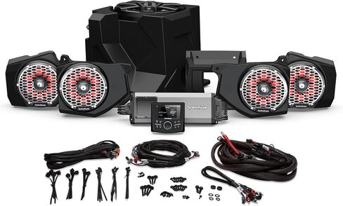 Rockford Fosgate RNGR18-STG6 Audio Kit: PMX-3 Receiver, 1500-Watt Amp, M2 Series Color Optix Multicolor LED Lighted Front & Rear Speakers Plus Subwoofer for Select Polaris Ranger Models (2018-2022) in Saudi Arabia